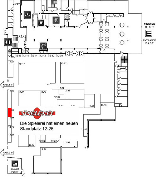 Plan Halle 12 Essen mit eingezeichnetem neuen Standplatz (12-26)